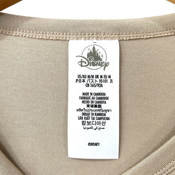 Disney Women's Mickey Mouse Icon Long Sleeve Lounge Top tee M beige cotton NWT - Picture 6 of 9